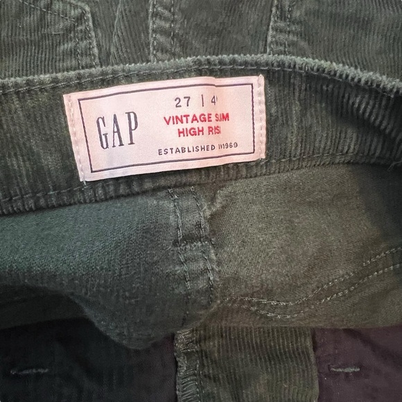 GAP Vintage Slim High Rise Green Corduroy Pants 27/4 Petite - Picture 4 of 7